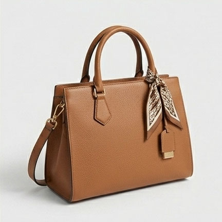 Elegant Leather Satchel in Camel